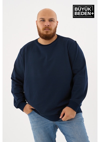 Superlife Erkek Büyük Beden Bisiklet Yaka İnce Sweatshirt Regular Fit %64 Pamuklu Spr26bsw956 Lacivert