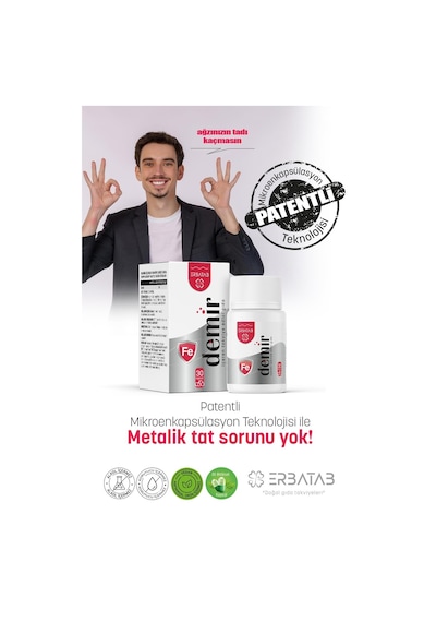 Erbatab Demir İçeren Takviye Edici Gıda 30 Kapsül