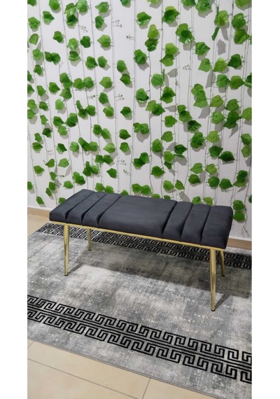 Özcan Metal Gold Metal Ayaklı Metal Kasalı Bench Mutfak Salon Antre Yatak Odası Balkon Puf Bank Füme