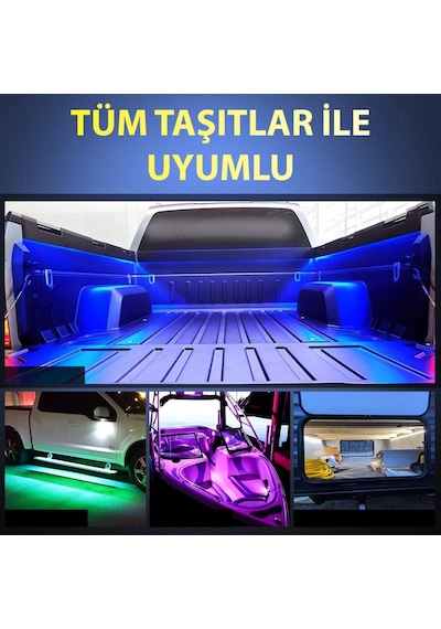 Pick Up Kamyon Dekorasyon İçin Kumandalı Rgb Işık Şerit 2x150cm 12v Diğer