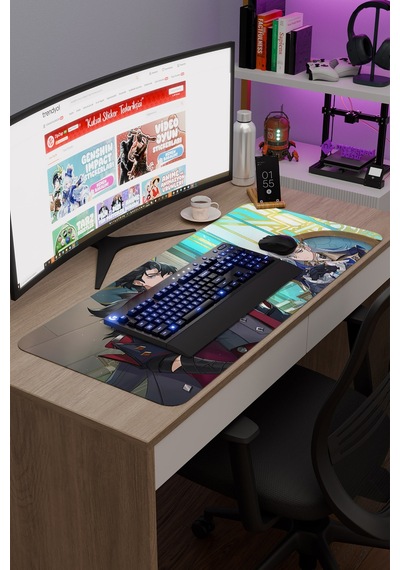 Wriothesley Genshin Impact Anime Gacha V4 - 90x40 Xxl Gaming Mouse Pad Fare Altlığı