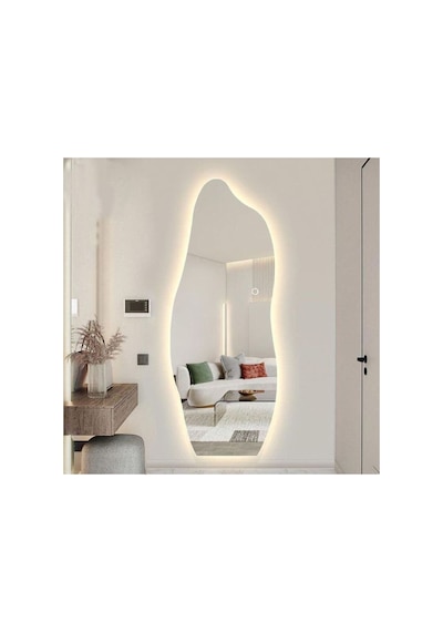 Boy Aynası Ledli, Asimetrik Ayna, Boy Aynası, Ledli Ayna, Duvar Aynası, Günışığı Led Gümüş