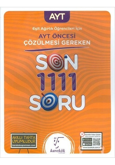 AYT den Önce Çözülmesi Gereken Sonra 1111 Soru(Eşit Ağırlık)- Karekök Eğitim Yayın