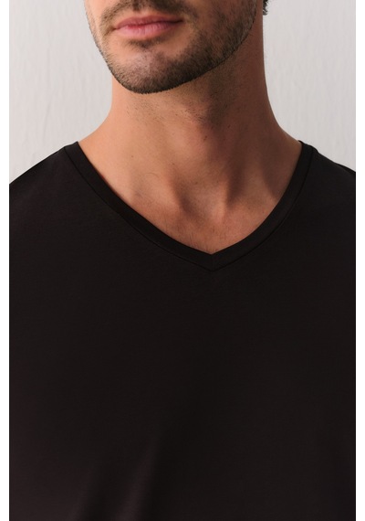 Suwen Warming Men V Yaka T-shirt Sw0004607n012 Siyah