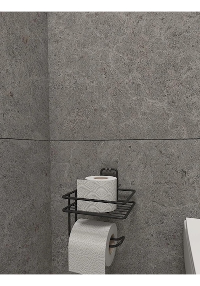 Alper Banyo Yapışkanlı Siyah Raflı Tuvalet Kağıtlığı, Delmeden Montaj Duvar Tipi Tuvalet Kağıdı Tutucu, Banyo Ve Wc Organizer Sku: Smg8690010152008 Diğer