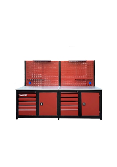Grayzer 2.5 Metre 10 Çekmeceli 2 Dolaplı Takım Tezgahı