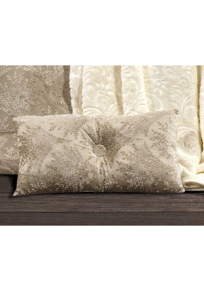 Goldroom Home Buket 11 Parça Nakışlı Nevresim Takımlı,kadife Yatak Örtüsü Ve Battaniyeli Çeyiz Seti Vizon
