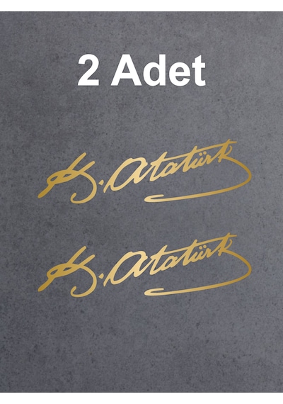Mustafa Kemal Atatürk İmza 2 Adet Sticker - Araba Oto Motosiklet Karavan Sticker - 00016 12x3,5 Cm