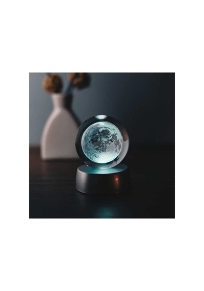 Ayrex Senon Dolunay Kristal Cam Küre Renk Değiştiren Led Işıklı Gece Lambası Dekoratif Hediyelik