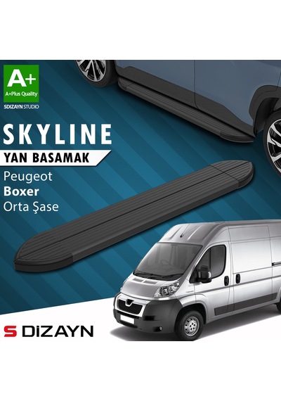 S-dizayn Peugeot Boxer 3 Orta Şase Skyline Siyah Yan Basamak 253 Cm 2006 Üzeri A+ Kalite
