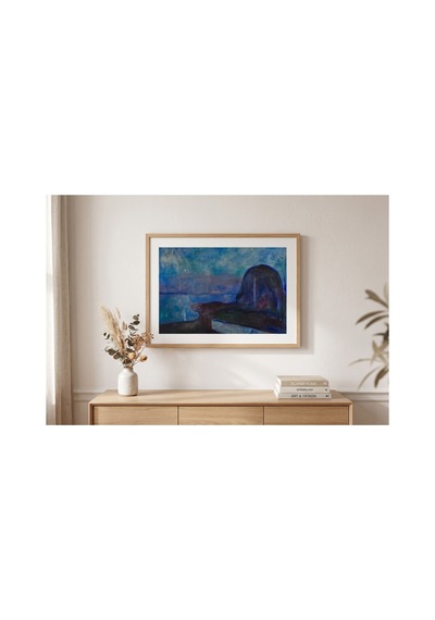 Modern Sanat Munch Yıldızlı Gece Çerçevesiz Poster 21x30 Cm A4 Tablo Modern Sanat Ekspresyonizm