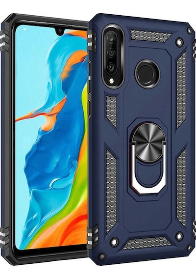 Samsung Galaxy Uyumlu A20s Kılıf Sert Silikon Yüzüklü Stand Özellikli Kapak