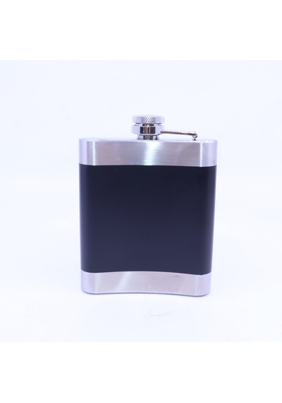Siyah - Krom Cep Matarası-flask 7 Oz