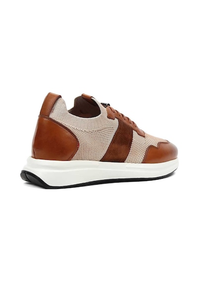 Erkek Taba Bej Bağcıklı Deri Sneaker