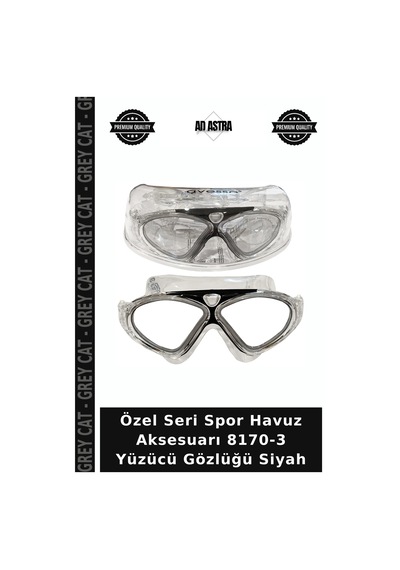 Özel Seri Spor Havuz Aksesuarı 8170-3 Yüzücü Gözlüğü Siyah