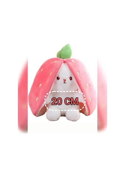 Fermuarlı Çilek Tavşan Peluş Oyuncak 20cm Tüylü Tavşan Hediyelik Yumoş Arkadaş Çok Renkli