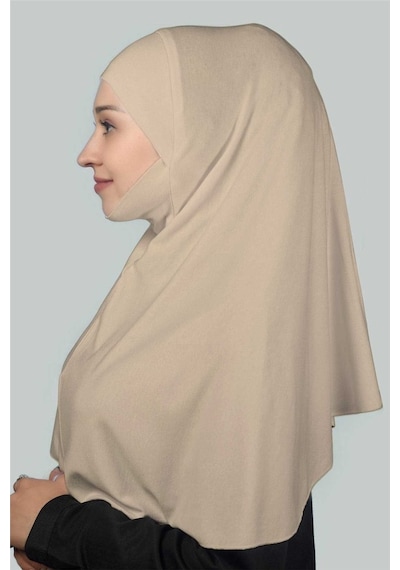 Altobeh Hazır Türban Peçeli Pratik Eşarp Tesettür Nikaplı Hijab - Namaz Örtüsü Sufle (XL) -Kum Beji