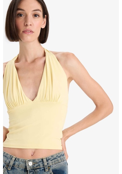 Defacto Slim Fit Dar Kesim Halter Yaka Atlet F7678ax25auyl252 SARI
