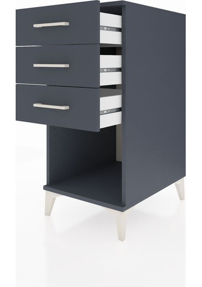 Kronos Komodin 3 Çekmeceli 44x59x96 Antrasit-antrasit Antrasit