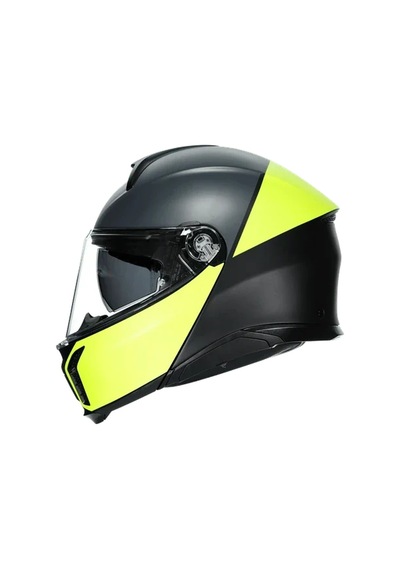Agv Kask Tourmodular Mlt Balance Matt Blk Ylw Fl Grey Siyah
