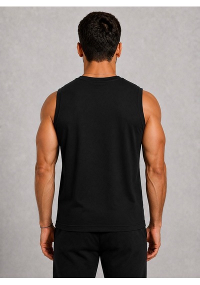 Axxel Erkek Siyah Bisiklet Yaka Kolsuz T-shirt-d690