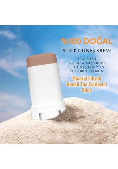 100% Doğal Güneş Koruyucu Sun Stick Mineral Filtreli Hassas Cilt Bitkisel Uva Uvb Spf50+ 15 Gr
