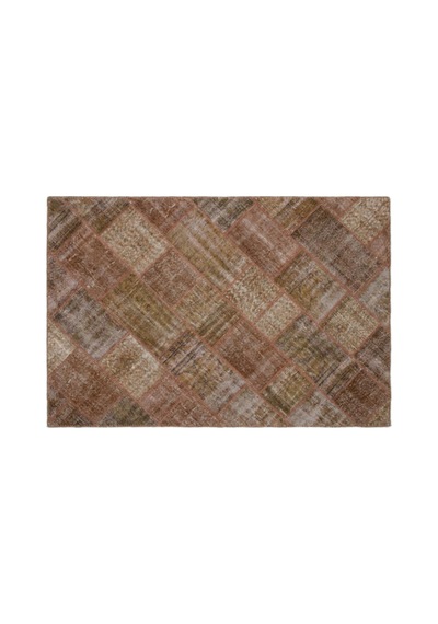 El Dokuması Patchwork Vintage Yün-pamuk Kahve Halı 21006 157 X 232 Cm Kahverengi