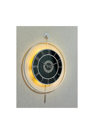 Pey Aksesuar Metal Camlı Duvar Saati 50 X 70 Cm Orta Boy Işıklı Gerçek Cam M51-beyaz-füme-beyaz-gümüş M51-beyaz-füme-beyaz-gümüş