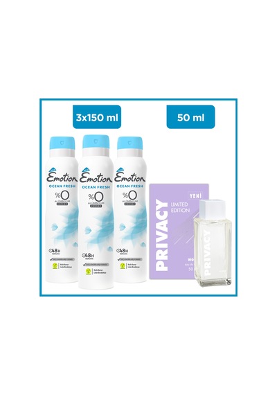 Privacy Limited Edition Woman Edt 50 Ml & Emotion Ocean Fresh 3x150 Ml Ferah