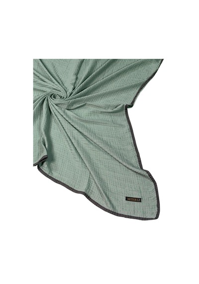 Mim Eşarp Mısırlı Eşarpları Biyeli Müslin Düz Renk Eşarp 100x100cm Yeşil - Kahve