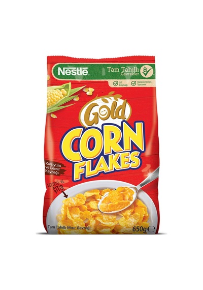 Nestle Gold Corn Flakes Tam Tahıl Mısır Gevreği 650 G - 5 Adet Tarı
