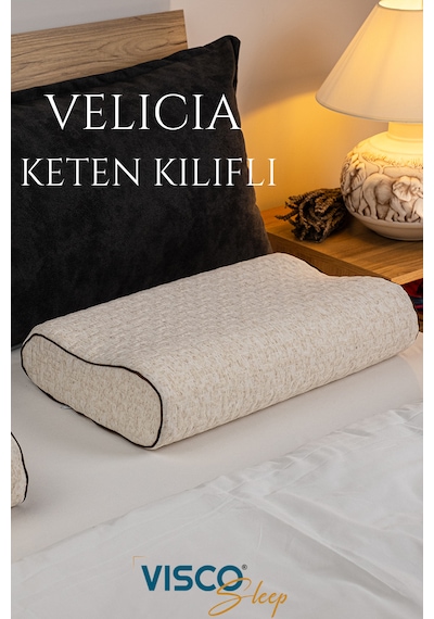 Visco Yastık Velicia Ortopedik Yastık Keten Kılıflı 55x35x12-10 C