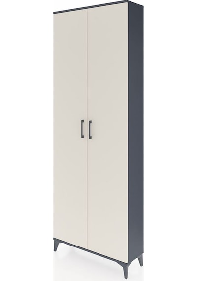Arges Dolap 2 Raflı 2 Kapaklı Tek Askılı 88x30x243 Antrasit-aytaşı Antrasit