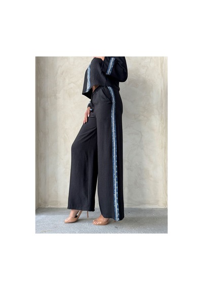 Verymoda Kot Şeritli Pantolon F1890 Siyah