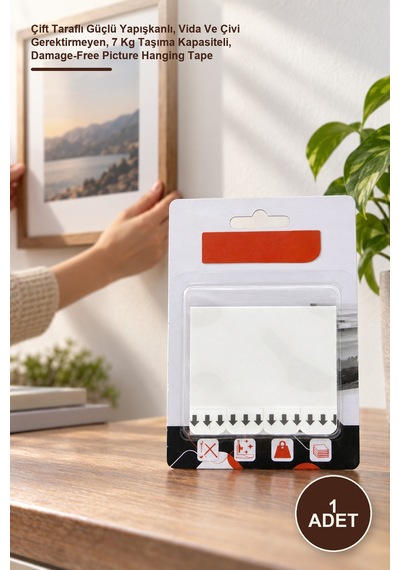 1 Adet Resim Ve Çerçeve Asma Bandı Çift Taraflı Güçlü Yapışkanlı, Vida Ve Çivi Gerektirmeyen, 7 Kg Taşıma Kapasiteli, Damage-free Picture Hanging Tape Diğer