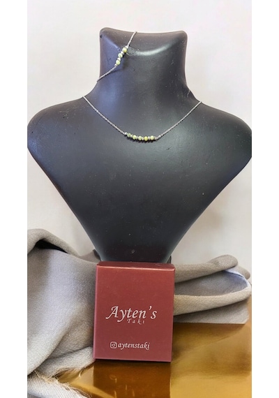 Doğal Yeşim Kolye Bileklik Set Yeşil 73329573