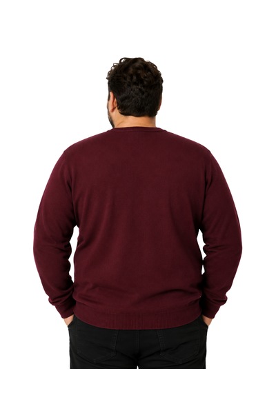 Battalmoda Erkek Büyük Beden Bordo Bisiklet Yaka Pamuklu Kazak 3xl-4xl-5xl-6xl