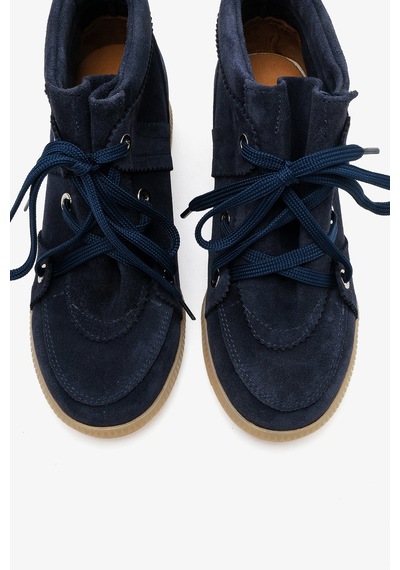 Luvi Shoes Oleta Lacivert Süet Hakiki Deri Gizli Dolgu Topuklu Kadın Sneaker Bot