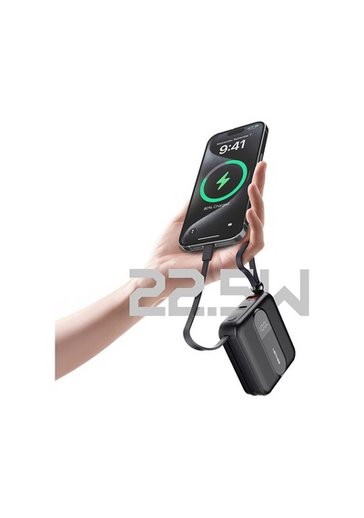 Lenyes P562l Dijital Led Göstergeli Type-c Ve Lightning Kablolu Powerbank 22.5w 10000mah Siyah