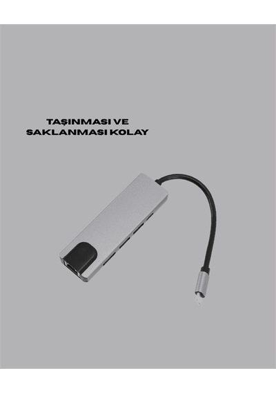 Type-c Dönüştürücü, 2xusb3.0, Sd/ms, 4k Hdmı, Rj45, Profesyonel Kullanım