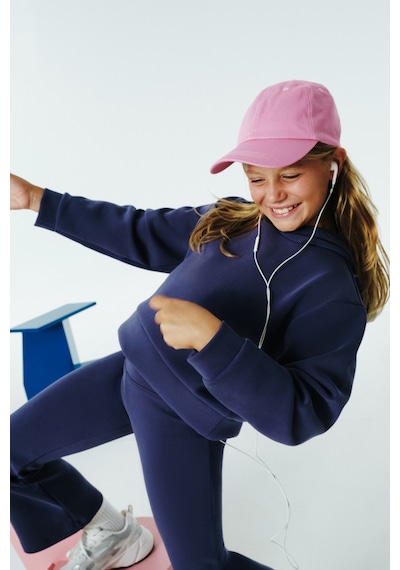 Penti Koyu İndigo Kız Çocuk Modal Soft Oversize Kapüşonlu Sweatshirt
