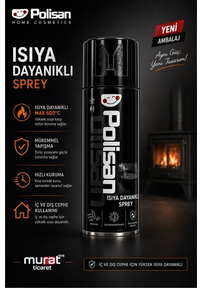 Isıya Dayanıklı Sprey Boya Siyah 600 C Soba, Şömine, Mangal,egzoz 400 Ml Siyah