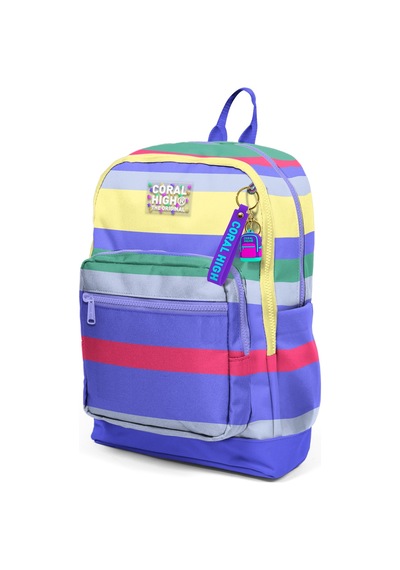 Coral High Kids Mor Sarı Lavanta Çizgi Desenli Okul Sırt Çantası 33202 Mor
