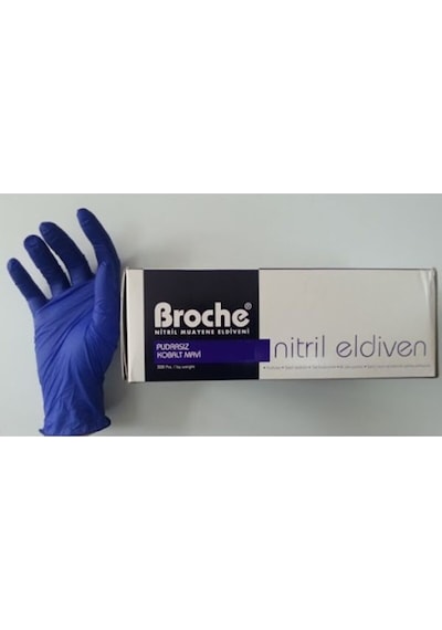 Broche Pudrasız Kobalt Mavi Nitril Eldiven 100 Adet