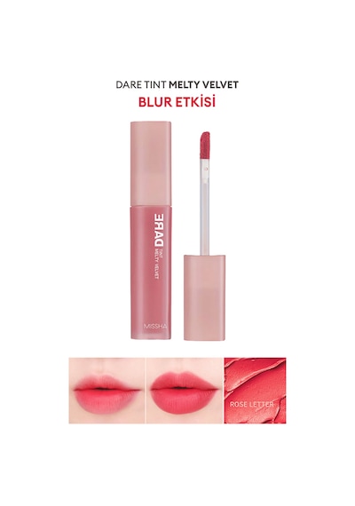 Uzun Süre Kalıcı Bulaşma Yapmayan Kadifemsi Bitiş Sunan Tint Dare Tint Melty Velvet Rose Letter 0