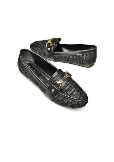 Fox Shoes U250029017 Siyah Hasır Kadın Babet Siyah-hasir Siyah