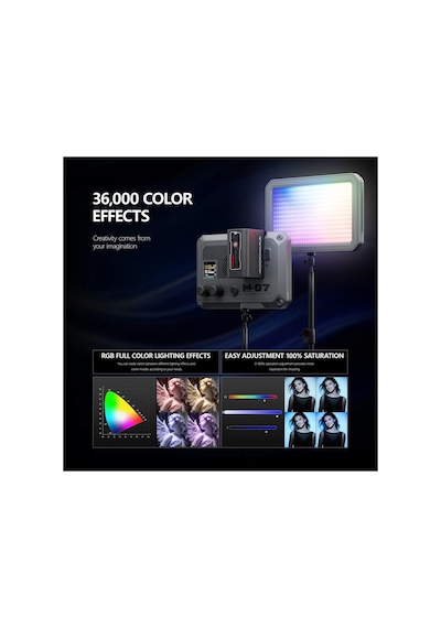Photoolex Matrix 7 Rgb 7 Inç 36w Profesyonel Video Fotoğraf Ve Canlı Yayın Led Panel Işık - Ls-174-01