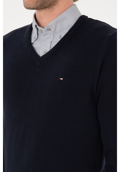 U.S. Polo Assn. Erkek Slim Fit V Yaka Lacivert Basic Kazak 50313668-VR033