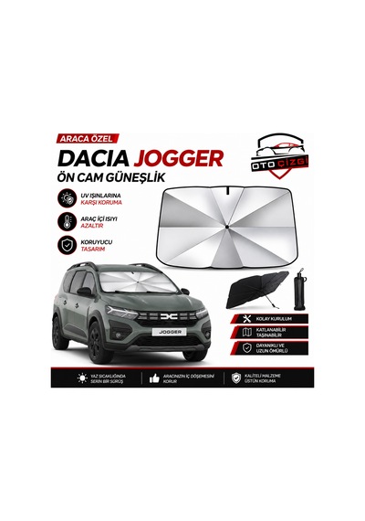 Dacia Jogger Şemsiye Tip Ön Cam Güneşliği Katlanabilir Uv Korumalı Araç Cam Güneşlik
