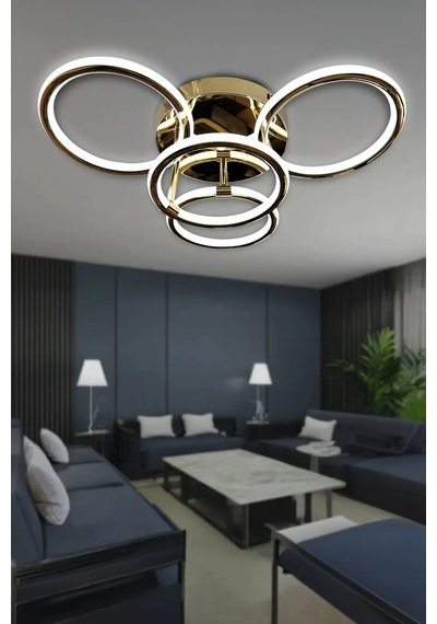 Exxen Kumandalı Çift Yönlü İthal 3+1 Modern Yüksek Işık Gücü Modern Uzun Ömürlü Sarkıt Led Avize - Gold Gold